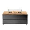 Cosipure 120 Rectangular Fire Pit Black And Teak With Glass -Kitchen Grill Store 18 540 BK TK With Glass 26549.1643731531