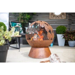 Leaves Globe Firepit -Kitchen Grill Store leaves globe firepit 3 26670.1628063965